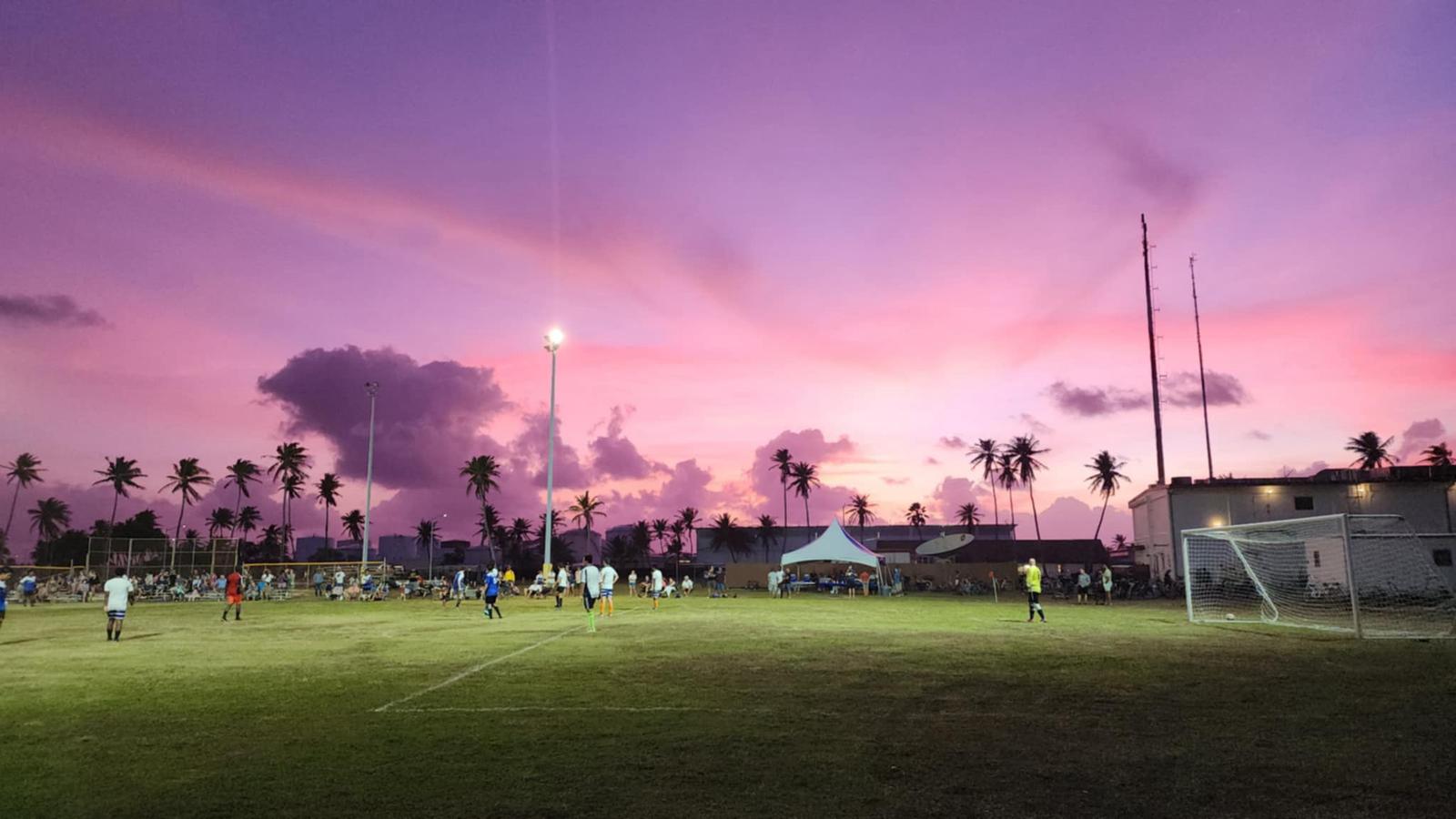 Inter-island match at sunset, Kwajalein 2025