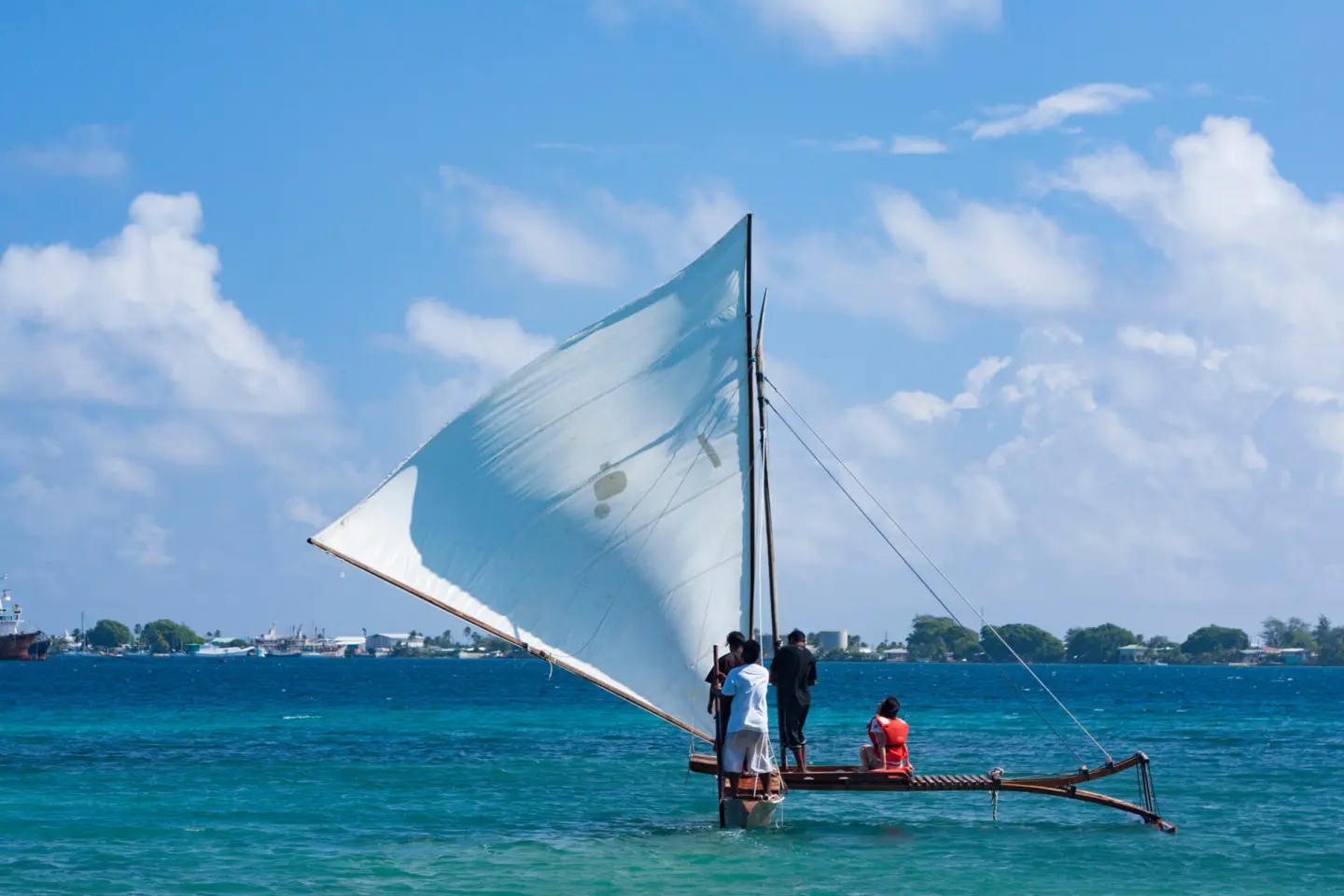 Traditional Marshallese outrigger canoe